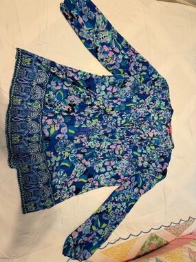 Lilly Pulitzer Blue Floral Tunic with Pink & Green Accents